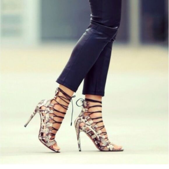 AQUAZZURA FIRENZE Gladiator - Snakeskin print stiletto heels - Picture 5 of 15